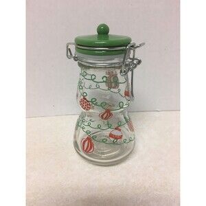 Vintage MSRF Glass Shape Canister With Wire Ball Lid Closure Christmas Ornaments
